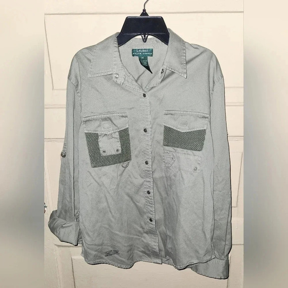 Lauren Ralph Lauren Vintage Y2K Cotton Twill Authentic Outdoor Utility Shirt - Picture 2 of 12